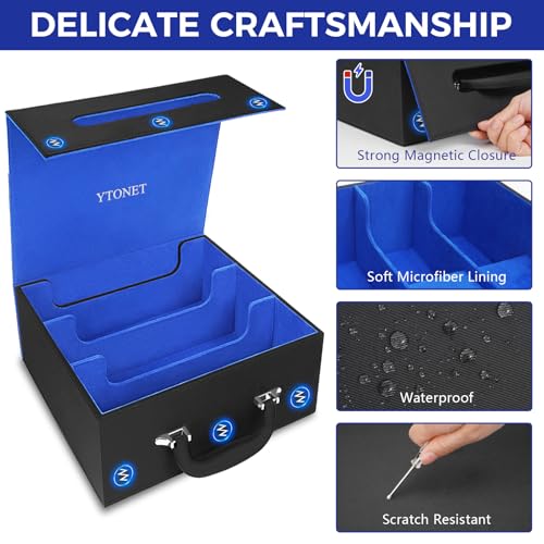 Black Blue Trading Card Storage Box with Handle Y34881