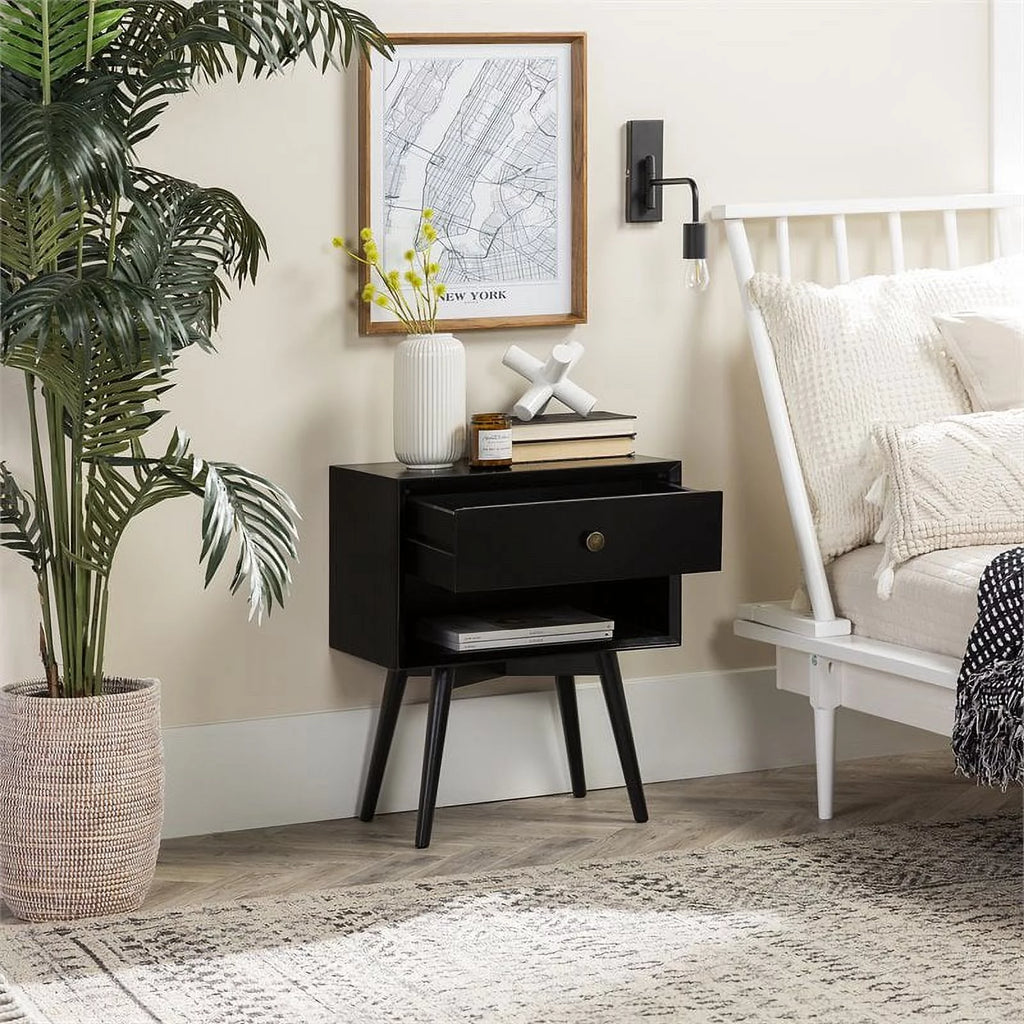Black 1-Drawer Nightstand T46913