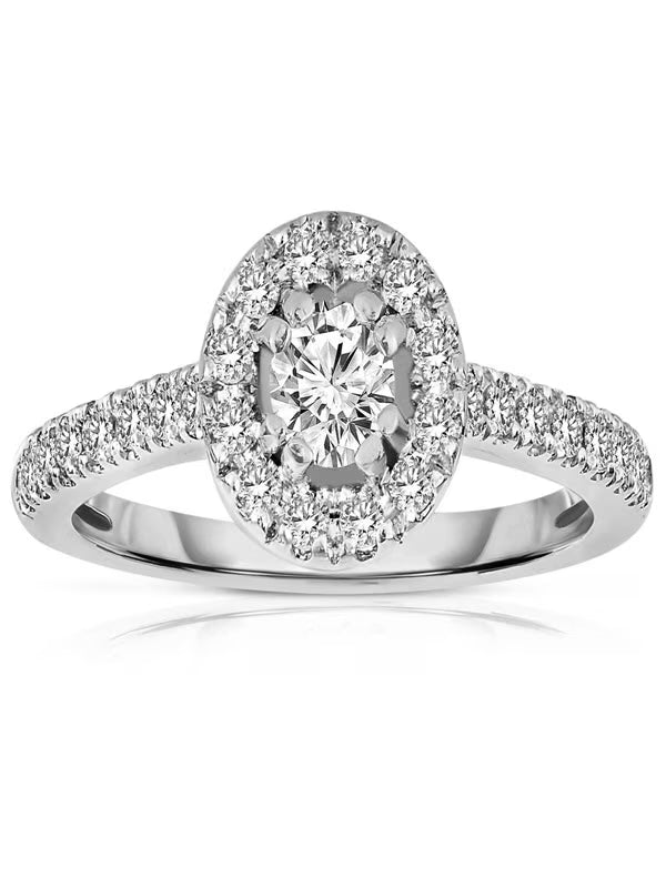 Half Carat Round Cut Halo Diamond Engagement Ring in White Gold S153929