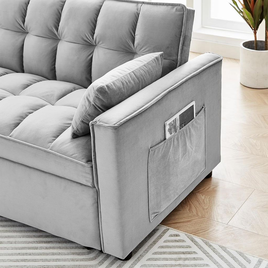 Velvet Convertible Sleeper Sofa Bed T442