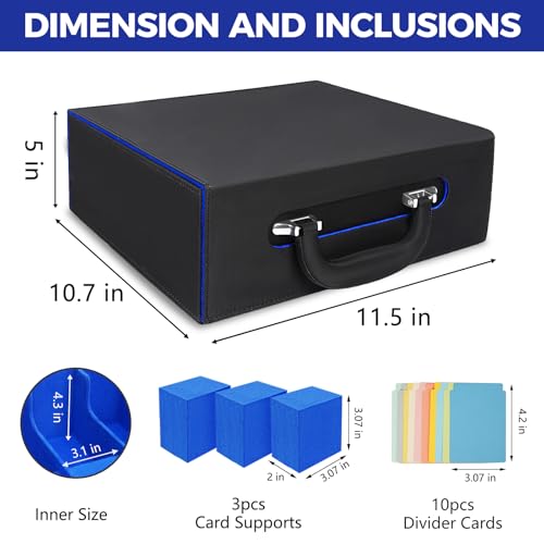 Black Blue Trading Card Storage Box with Handle Y34881