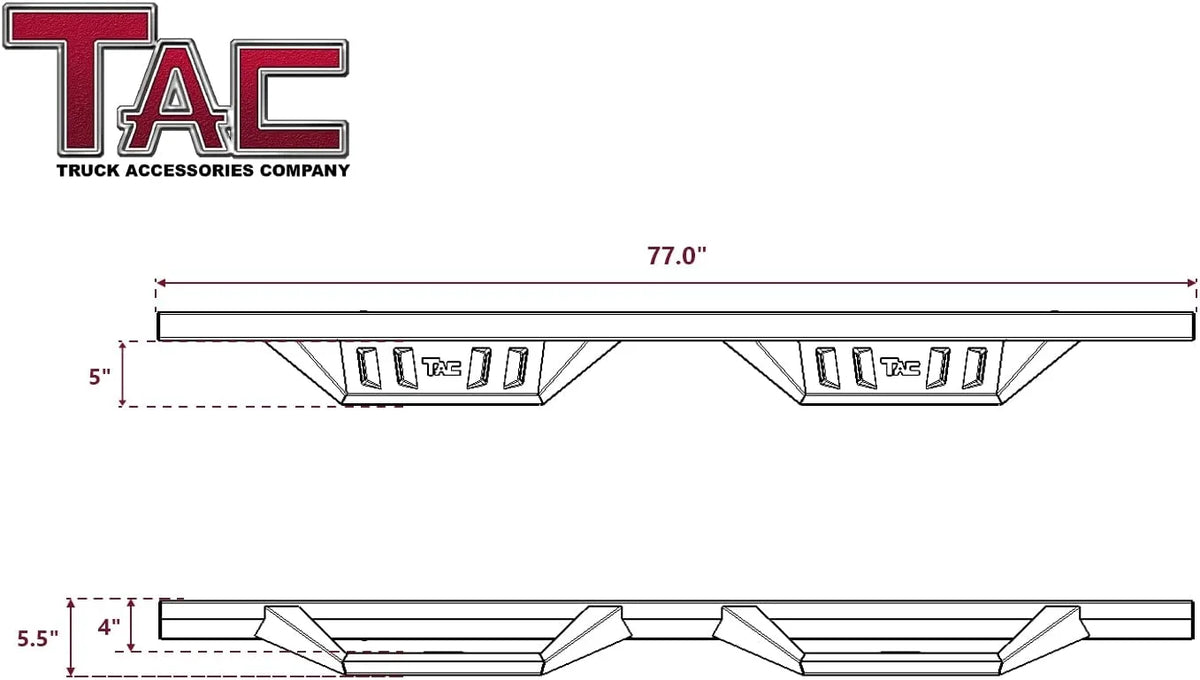 Black Fine Texture Side Steps Nerf Bars Running Boards (2pcs) V36110