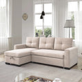 Modular Convertible Sleeper Sectional Sofa with Reversible Storage Chaise X588046