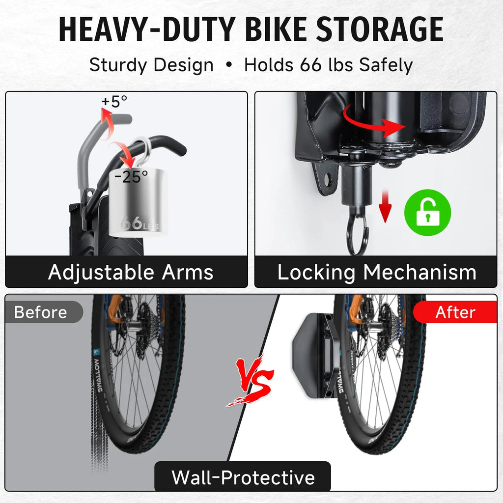 Rotating Bike Hanger Wall Mount Bike Rack, 66 lbs Capacity M71140