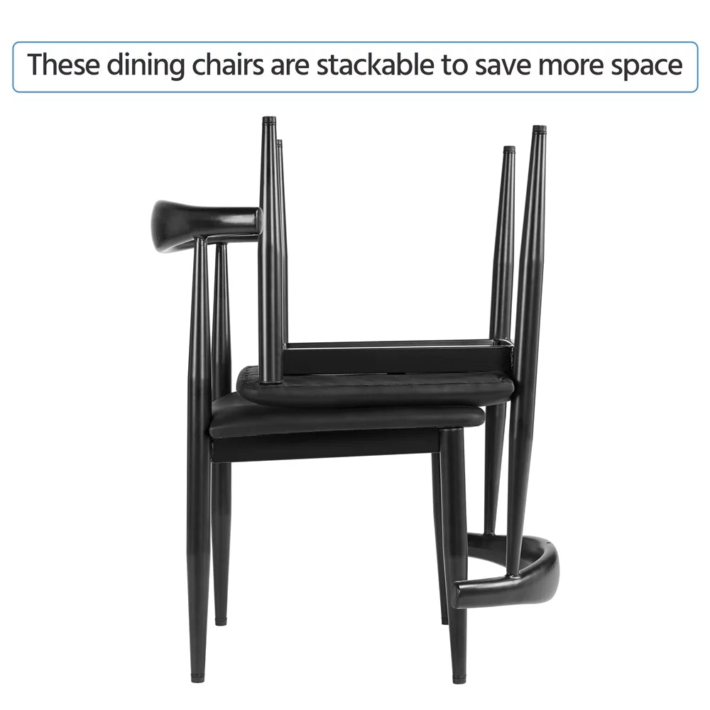 Set of 2 Black Leather Dining Chairs U17202
