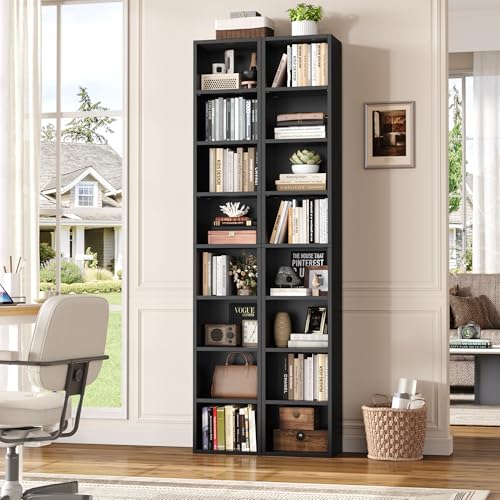 Black/Brown 8-Tier Media Tower Rack with Adjustable Shelves L8854
