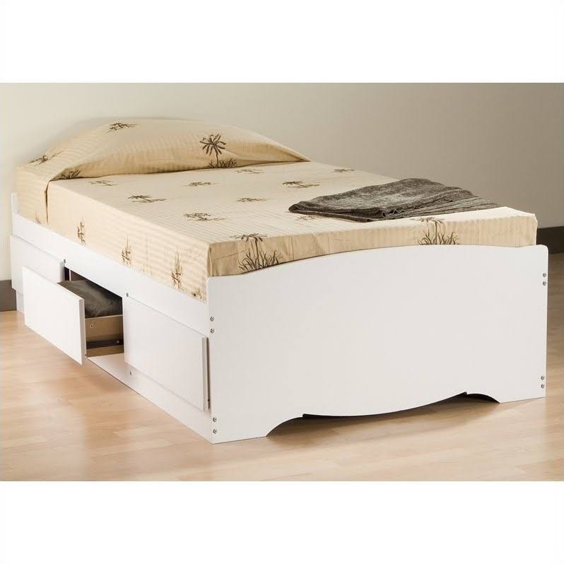 White Twin Platform Storage Bed R7460