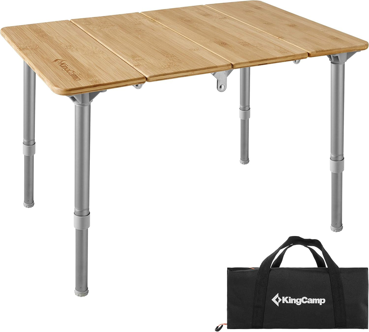 Bamboo Folding Camping Table with Adjustable Height Aluminum Legs X27145