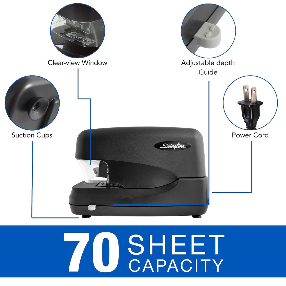 Electric Stapler 70-Sheet Capacity Black U69533
