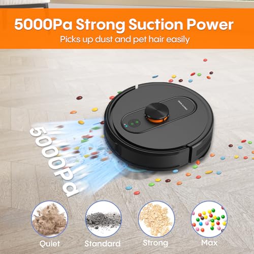 Robot Vacuum and Mop with Self-Emptying, 5000Pa, LiDAR Navigation N21427
