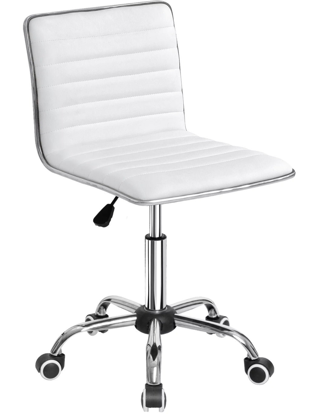 White Faux Leather Armless Office Chair I464853