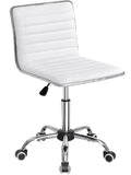 White Faux Leather Armless Office Chair I464853