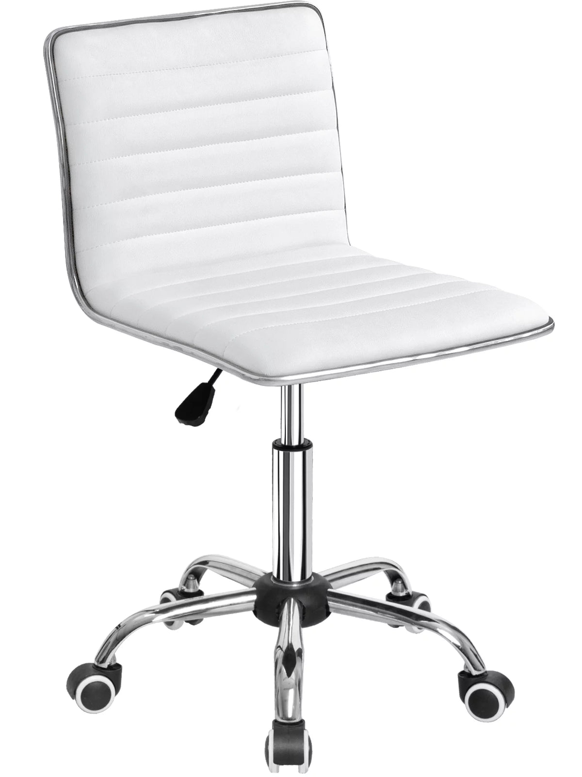 White Faux Leather Armless Office Chair I464853