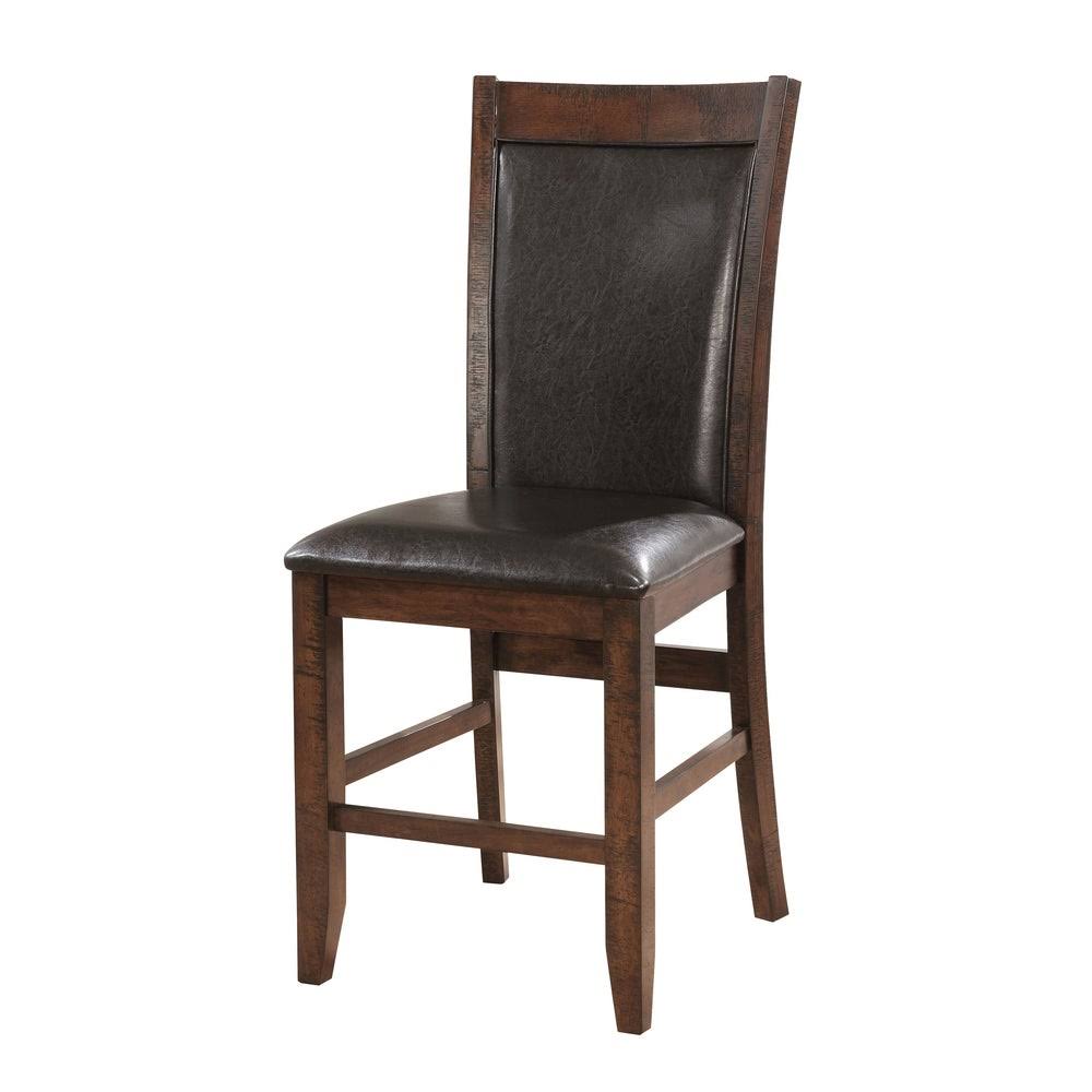 Rustic Contemporary Leatherette Brown Cherry Counter Height Chair A7586
