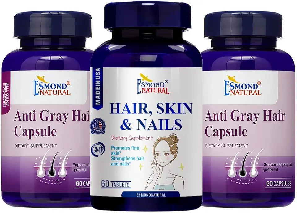 Anti-Gray Hair Capsules & Hair, Skin & Nails Supplements 180 Capsules & Tablets T738709