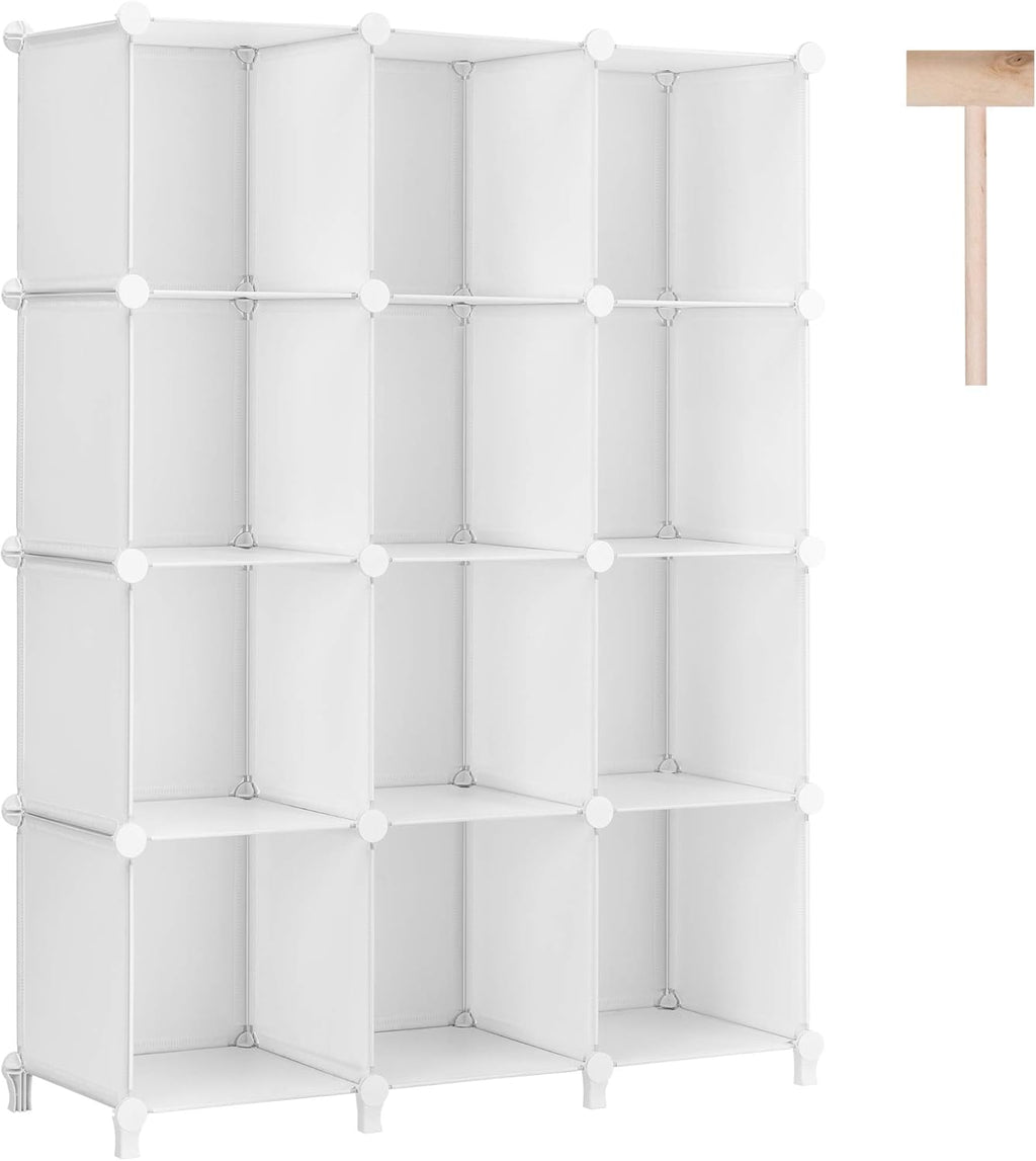 12-Cube White Plastic Storage Shelves Y150714