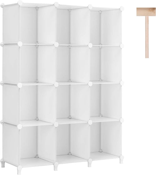 12-Cube White Plastic Storage Shelves Y150714