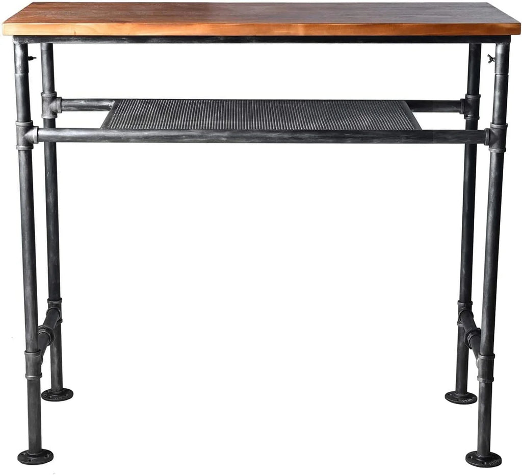 47" High Top Rectangular Metal Pub Table Rustic Brown U54137