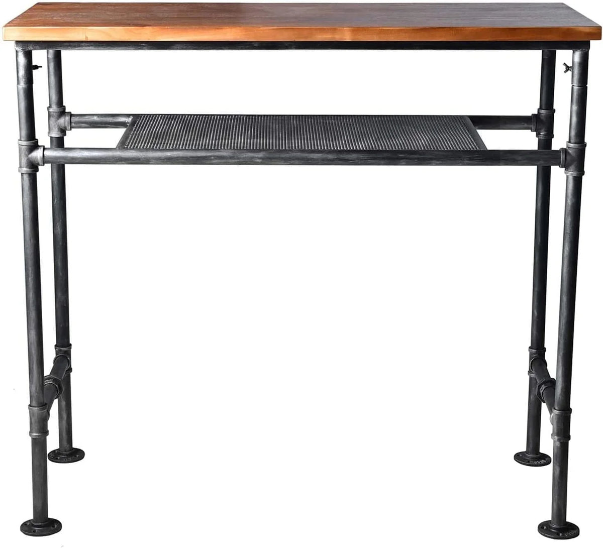 47" High Top Rectangular Metal Pub Table Rustic Brown U54137
