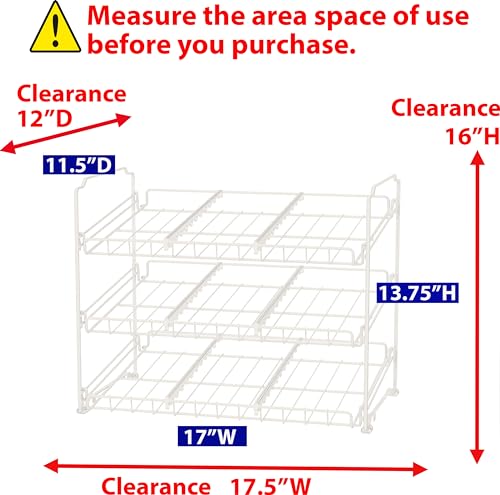Stackable Can Rack, Silver, Adjustable Plastic Dividers, Holds 36 Cans V948243