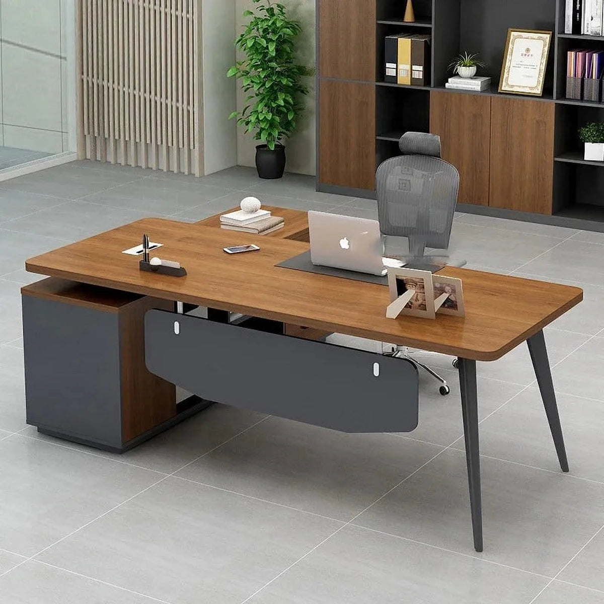 Modern Wood Computer Office Desk with Drawers I482