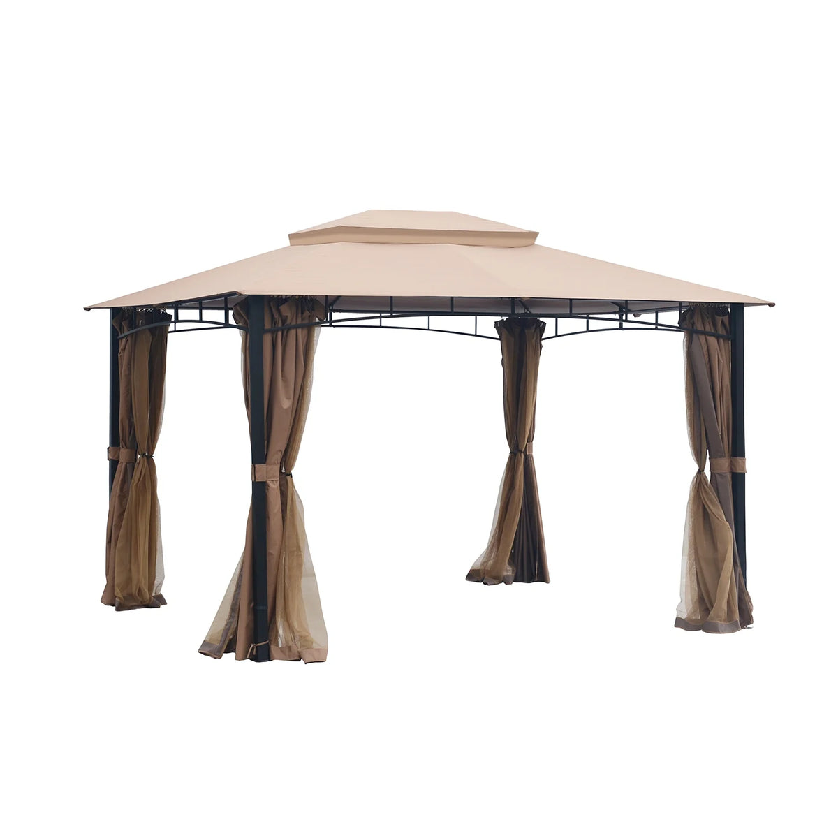 Sand Double Roof Patio Gazebo with Mosquito Netting X2704