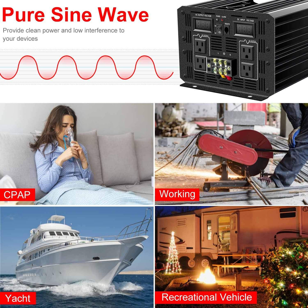 1500W Pure Sine Wave DC 12V to AC 120V Inverter N330