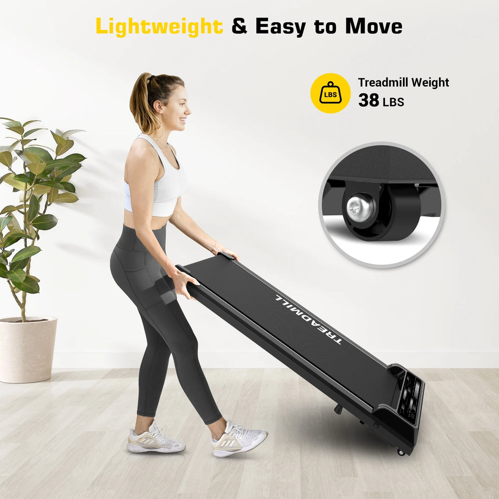 Black Under Desk Treadmill Walking Pad 265lbs 2.25HP with Remote X537