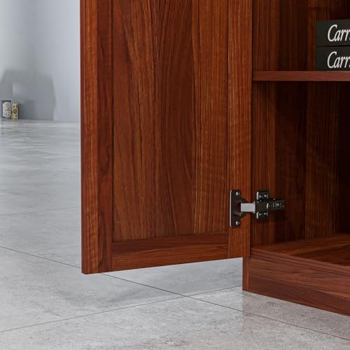 63" 2-Door Freestanding Storage Cabinet with 5-Tier Shelving and 2 Adjustable Shelves, Espresso I700513