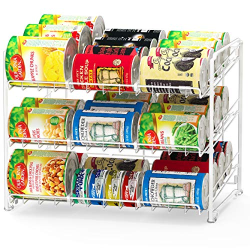 Stackable Can Rack, Silver, Adjustable Plastic Dividers, Holds 36 Cans V948243