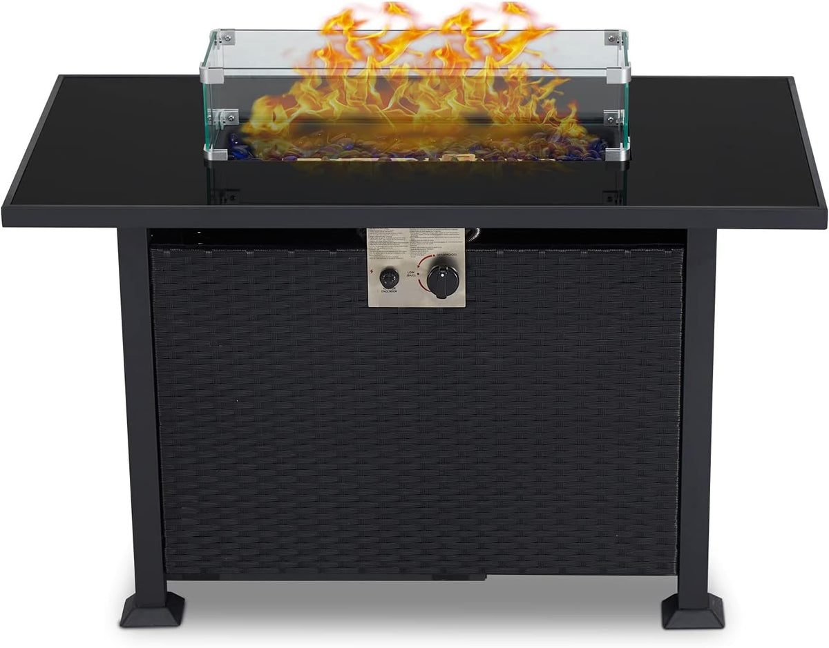 44 Inch 50000 BTU Propane Fire Pit Table with Rain Cover F580