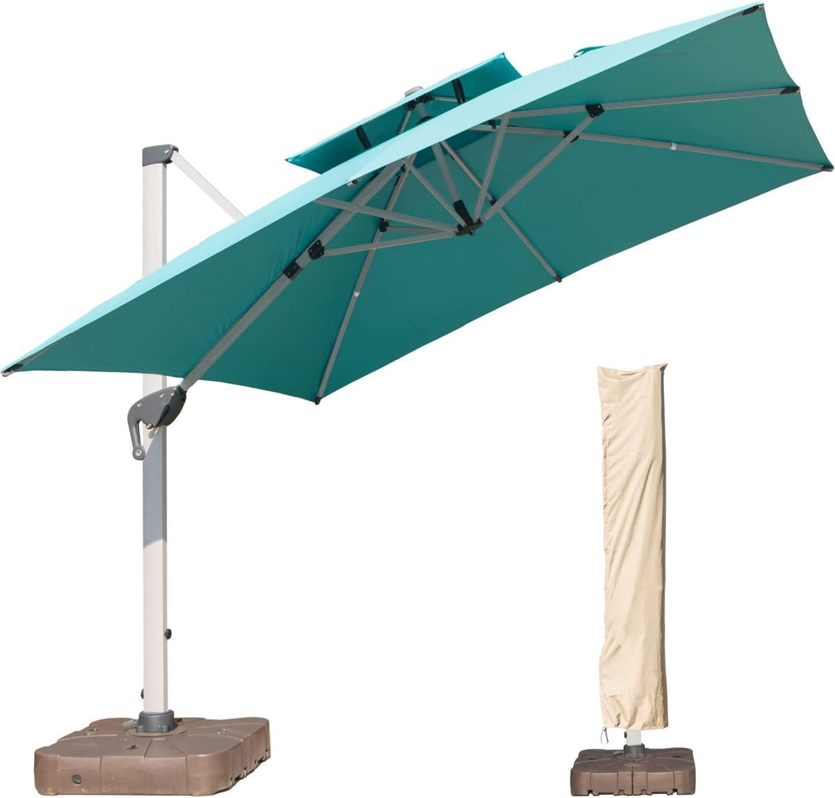 10 FT Offset Cantilever Patio Umbrella with Waterproof Cover A27327