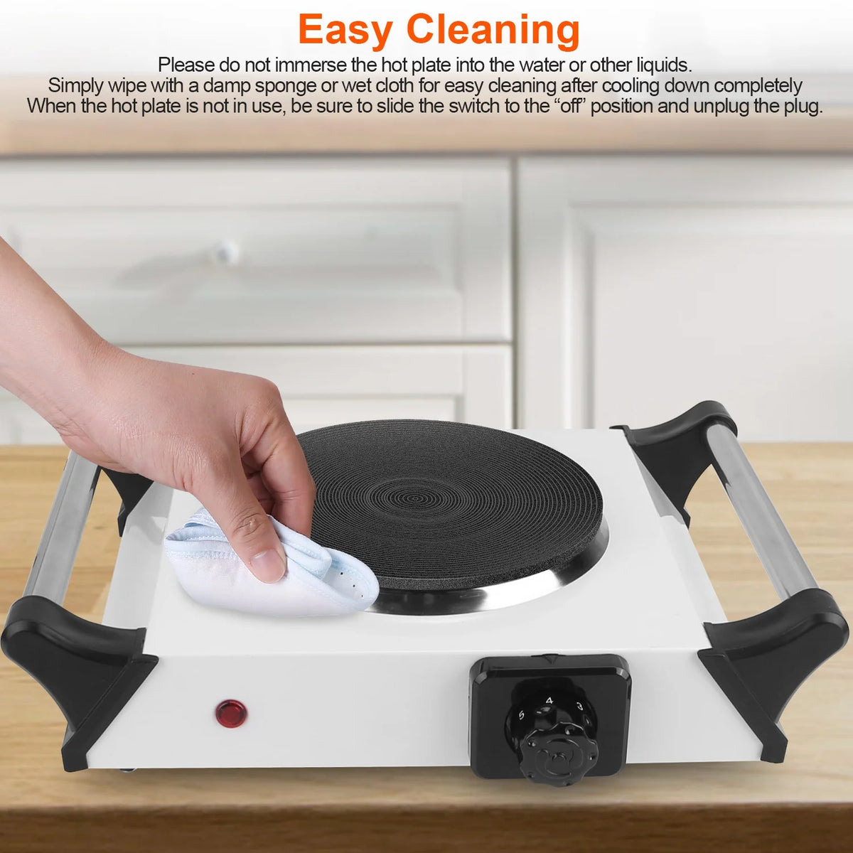 Electric Single Burner Portable Hot Plate with 5 Temperature Adjustments Black Z732