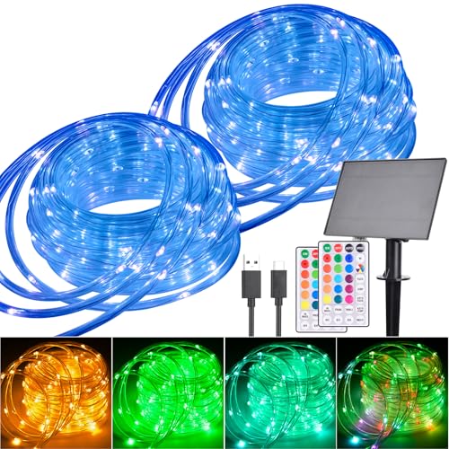 300 LED Solar Rope Lights with Remote Control P37817