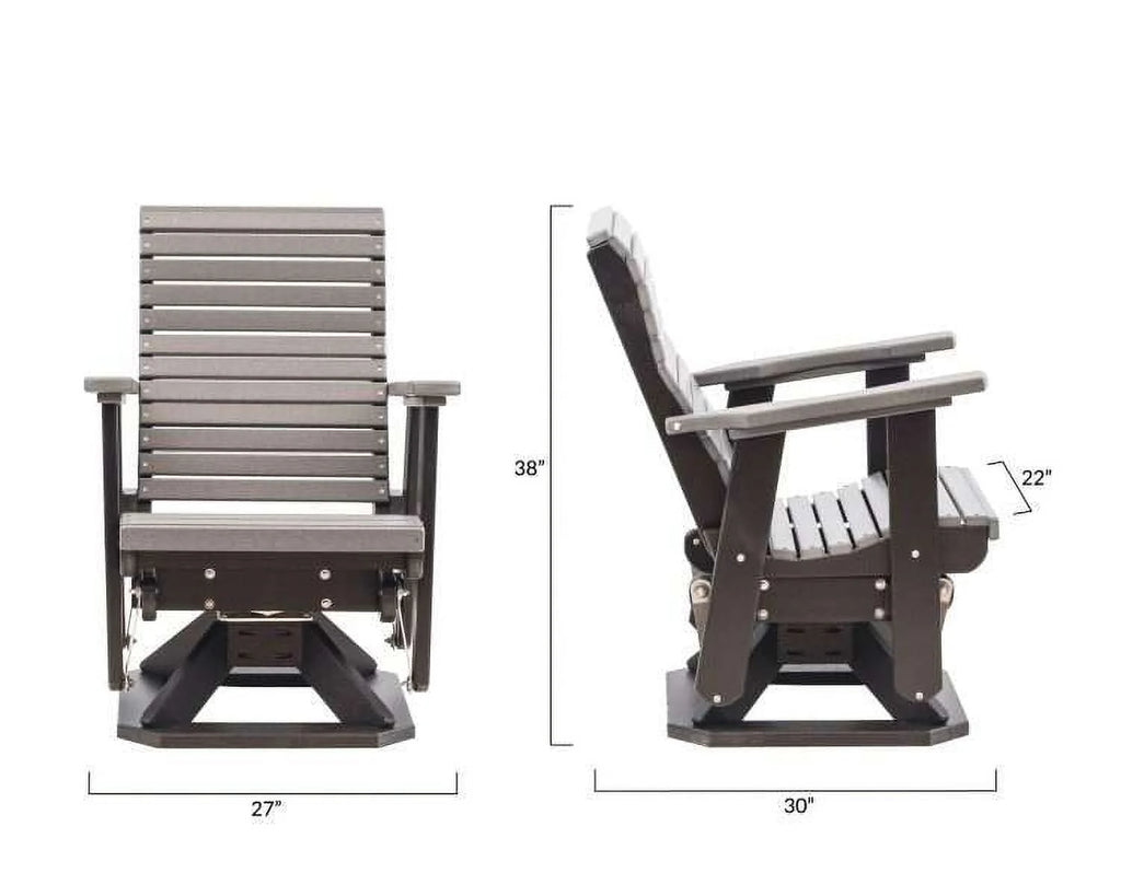Dark Gray on Black Poly Outdoor Swivel Glider E50986