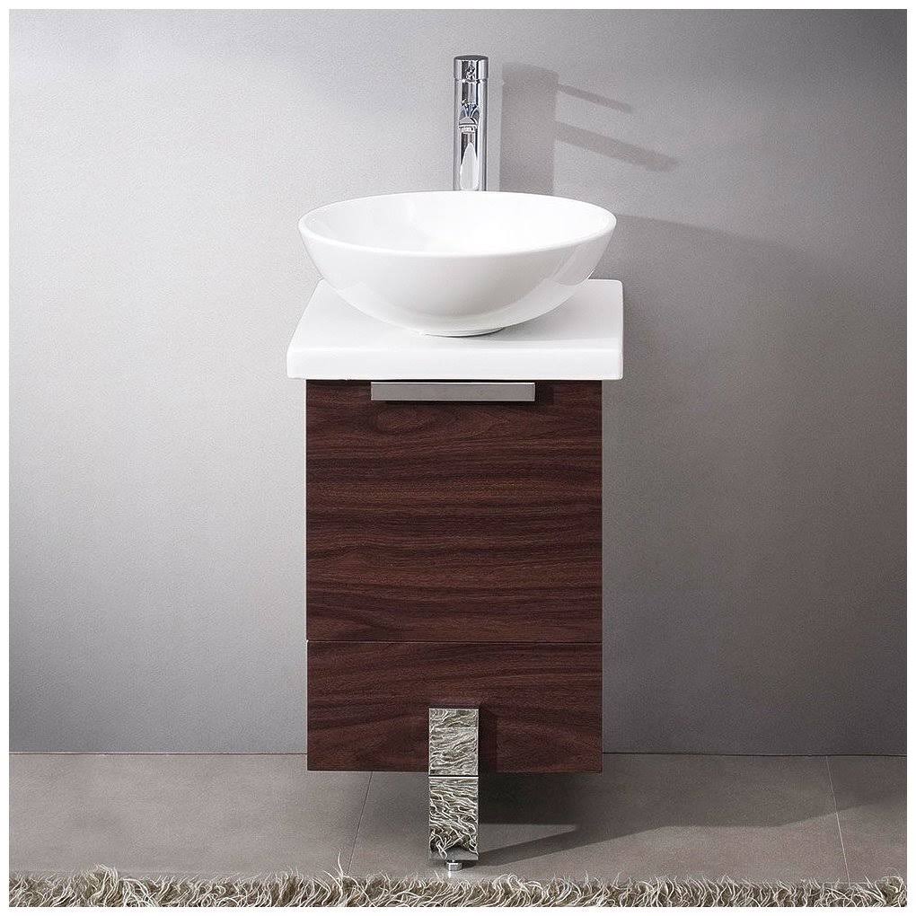 16x22 Dark Walnut Bathroom Cabinet with Top and Vessel Sink C28193