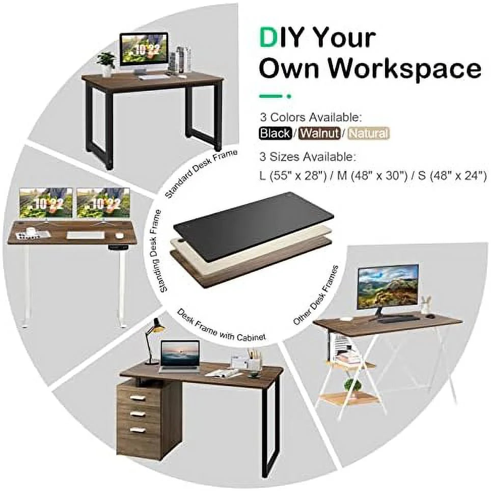 Black 48" x 30" Rectangular Wood Table Top Q754685