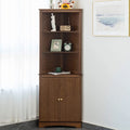 5-Tier Bamboo Corner Bookshelf with Door J215