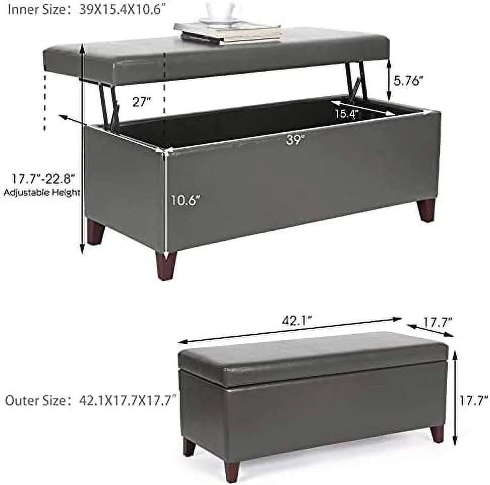 31.5" Light Blue Linen Tufted Ottoman Bench U643331