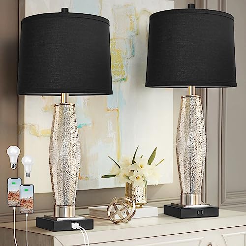Table Lamps Set of 2 with USB A+C Charging Ports White Shade K33601