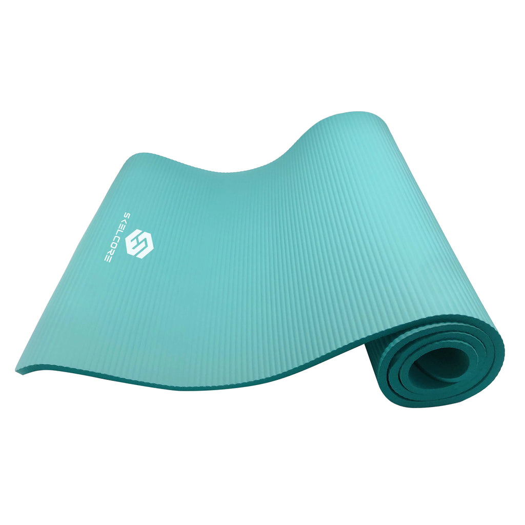 10mm Extra Long Non Slip Exercise Mat with Carrying Strap, Black Q66075
