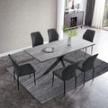 6-8 Person Space Saving Expandable Metal Frame Rectangular Dining Table D63159