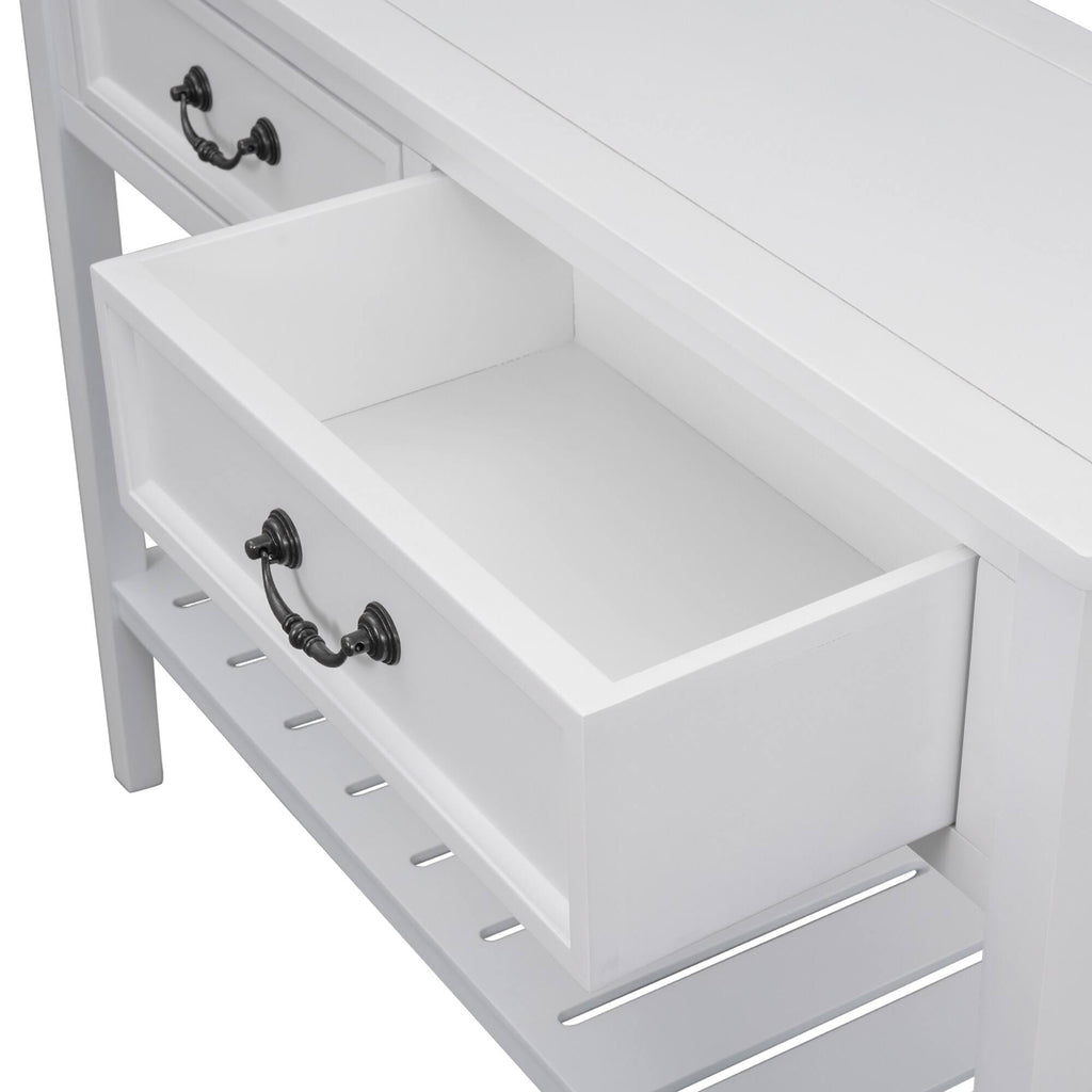 White Console Table with 2 Drawers and 1 Shelf H225