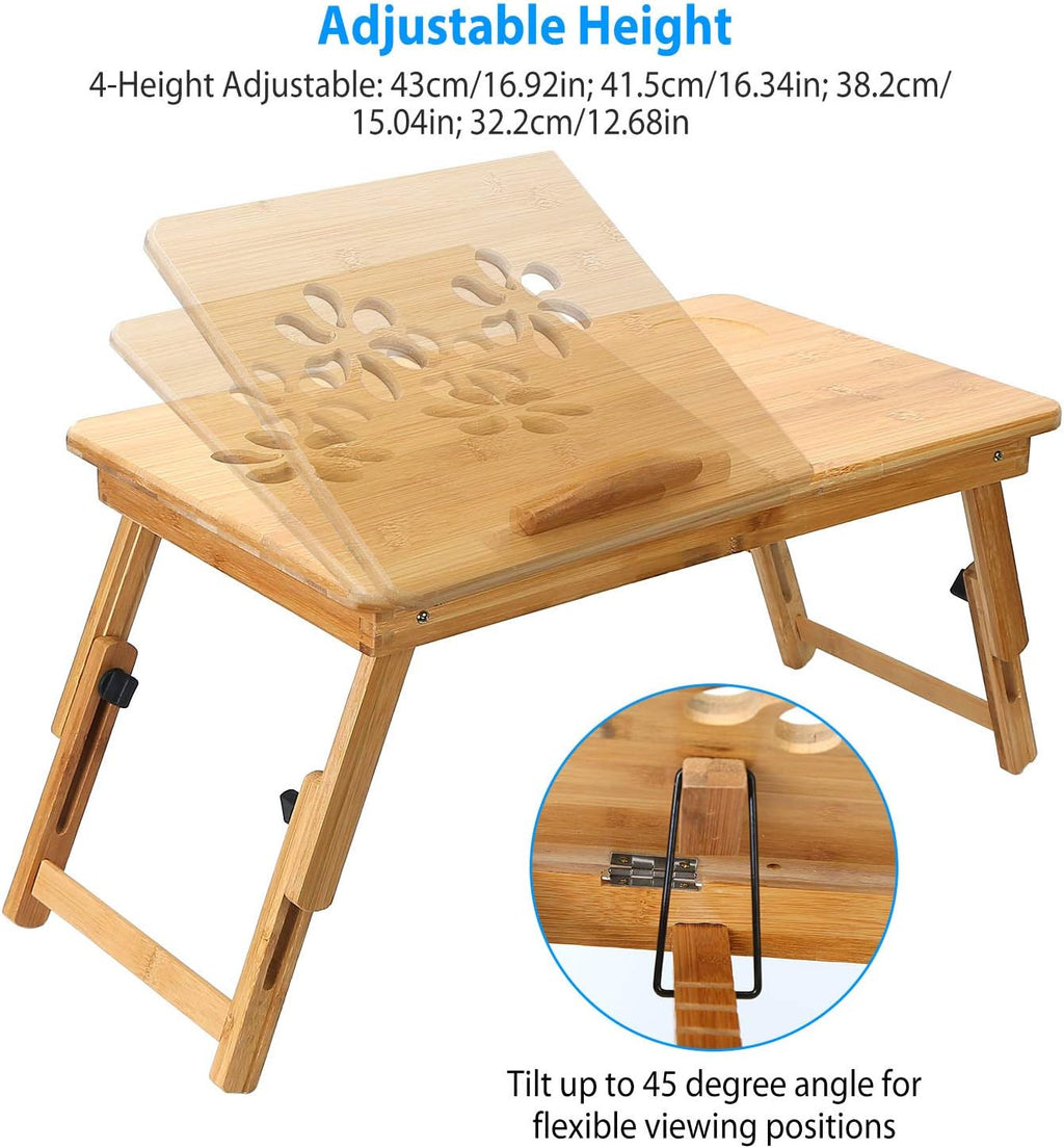 Bamboo Bed Tray with Side Storage Drawer Z436