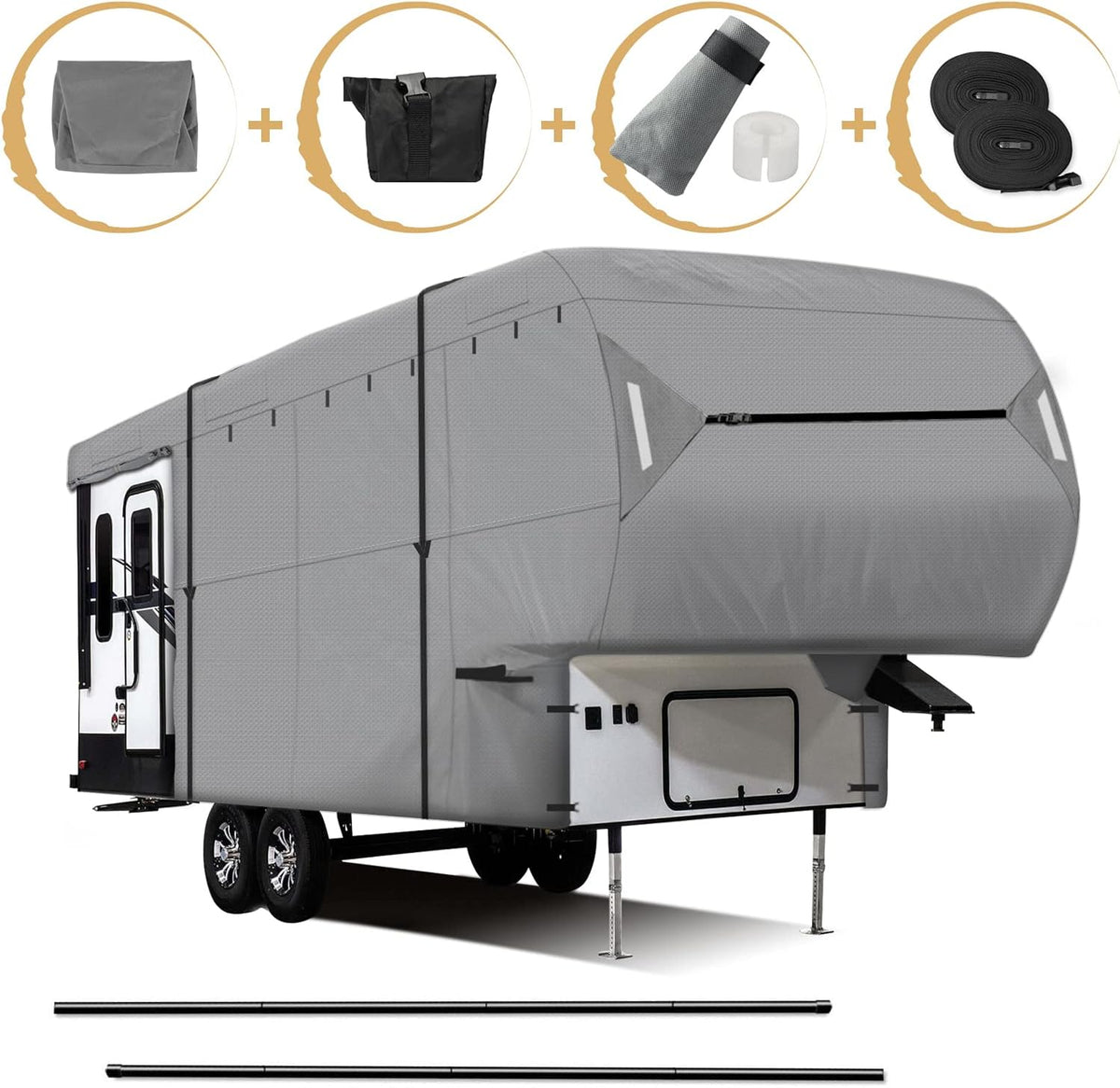 5th Wheel RV Cover Fits 26'-29' 4 Layers Anti-UV Rip-Stop K939