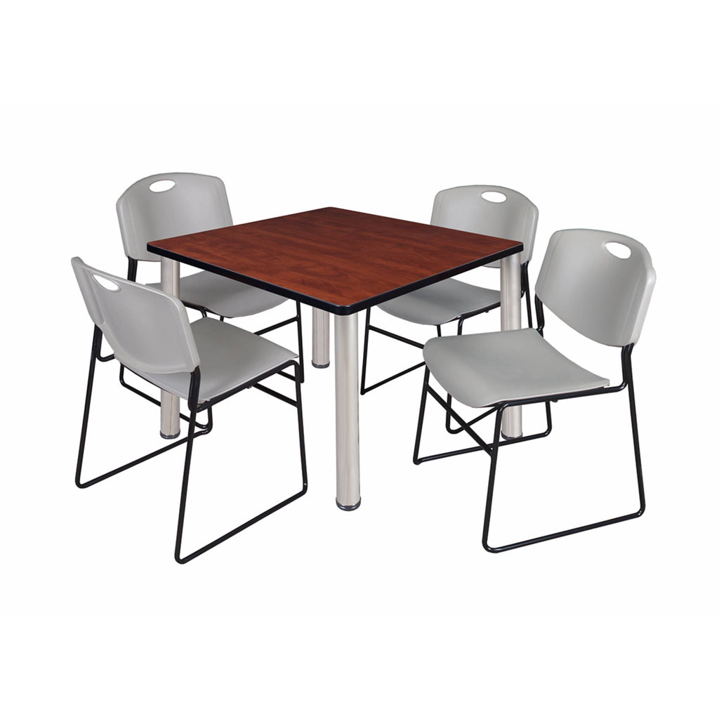 Square Breakroom Table with 4 Stack Chairs U432
