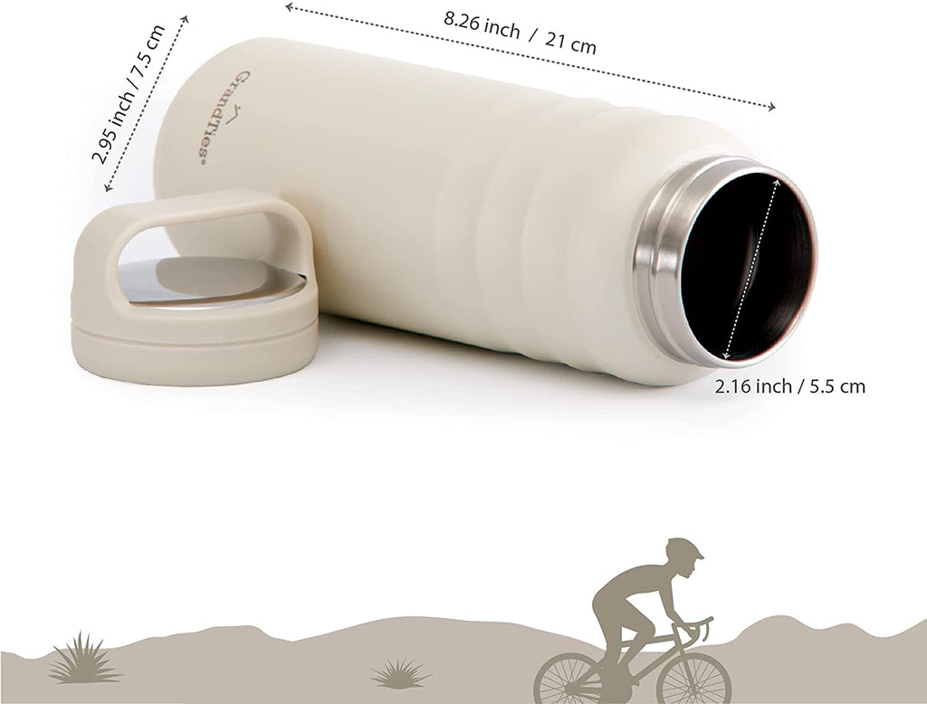 Stainless Steel Water Bottles with 2 Lids, Wide Mouth Vacuum Insulated Leak Proof BPA-Free Metal Canteen V8009