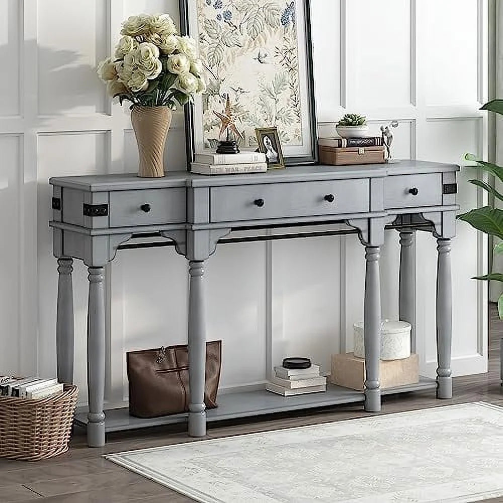 Contemporary Concrete Wood Top Console Table A78248