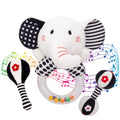 3PCS Soft High Contrast Black White Baby Rattles K93639