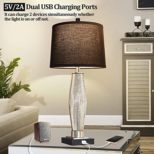 Table Lamps Set of 2 with USB A+C Charging Ports White Shade K33601